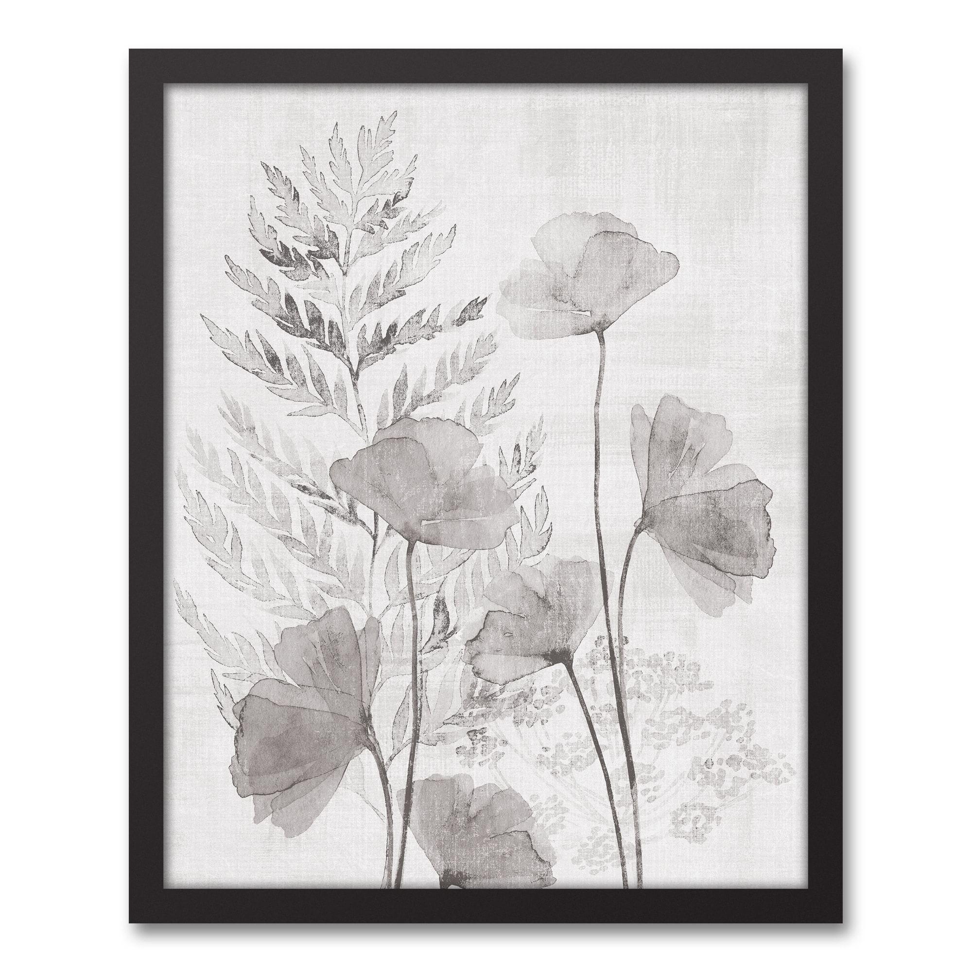 Watercolor Botanicals 17.73" x 21.73" Black Framed Canvas